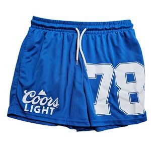 Coors Light Mesh Athletic Shorts Small Blue Graphic 78 Drawstring Pockets